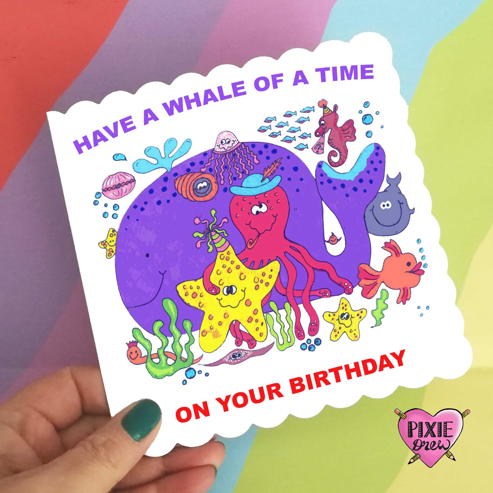Whale Birthday Card Ocean Theme Card Whale Pun Card Childs Etsy