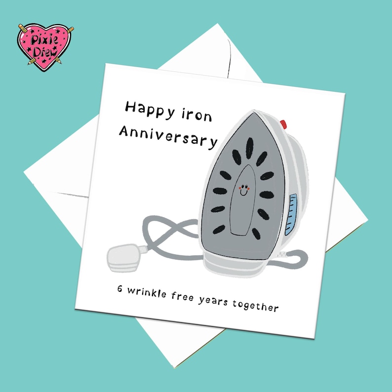 Iron anniversary card, happy sixth anniversary card with an iron, funny anniversary card image 8