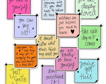 Positive Mental Health stickers, daily affirmations and reminders & Note to Self Stickers