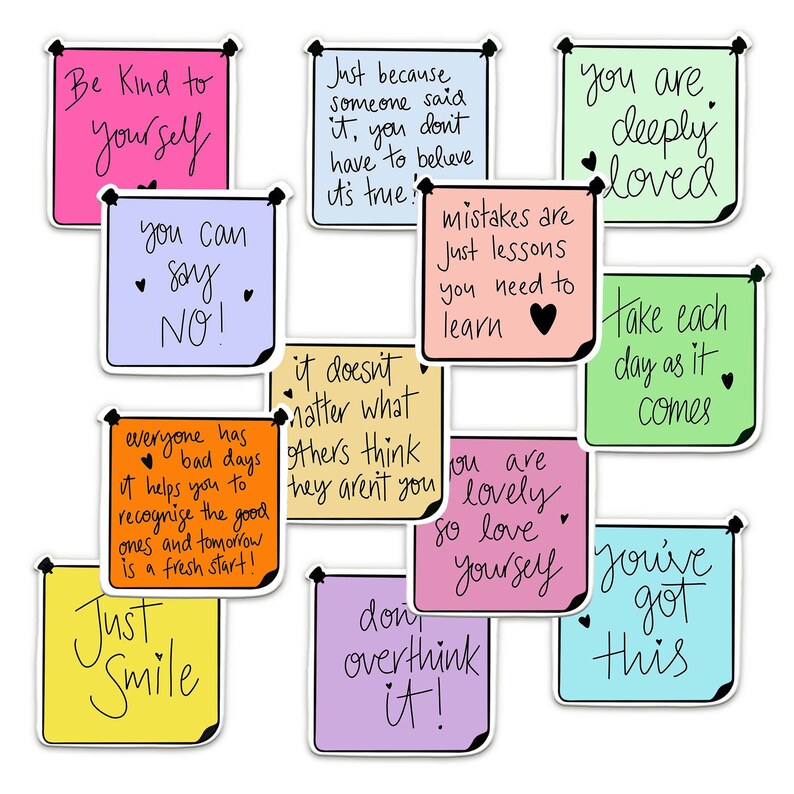 Positive Mental Health stickers, daily affirmations and reminders & Note to Self Stickers image 1