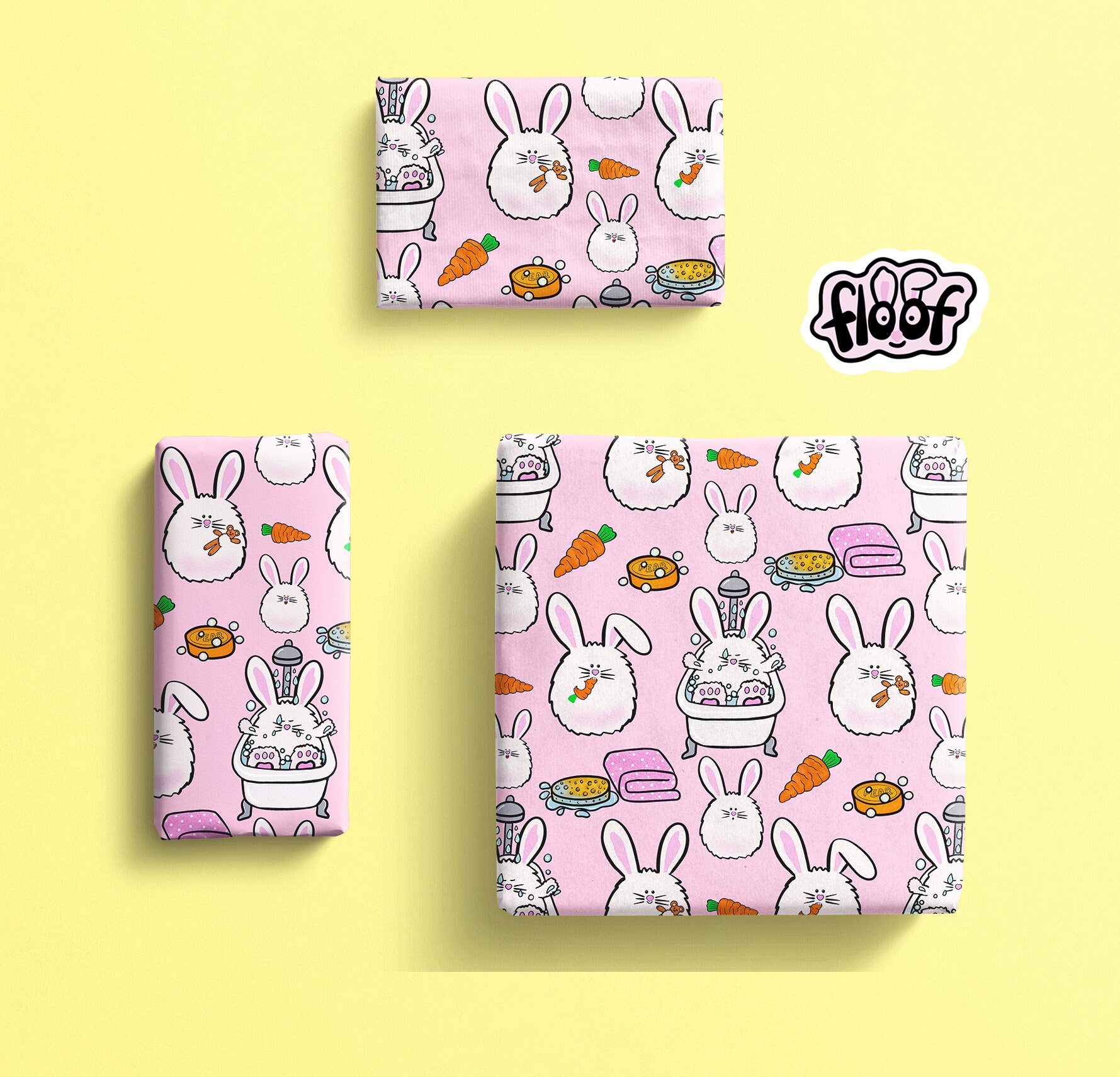 Bunny rabbit wrapping paper Floof the rabbit Gift wrap Etsy