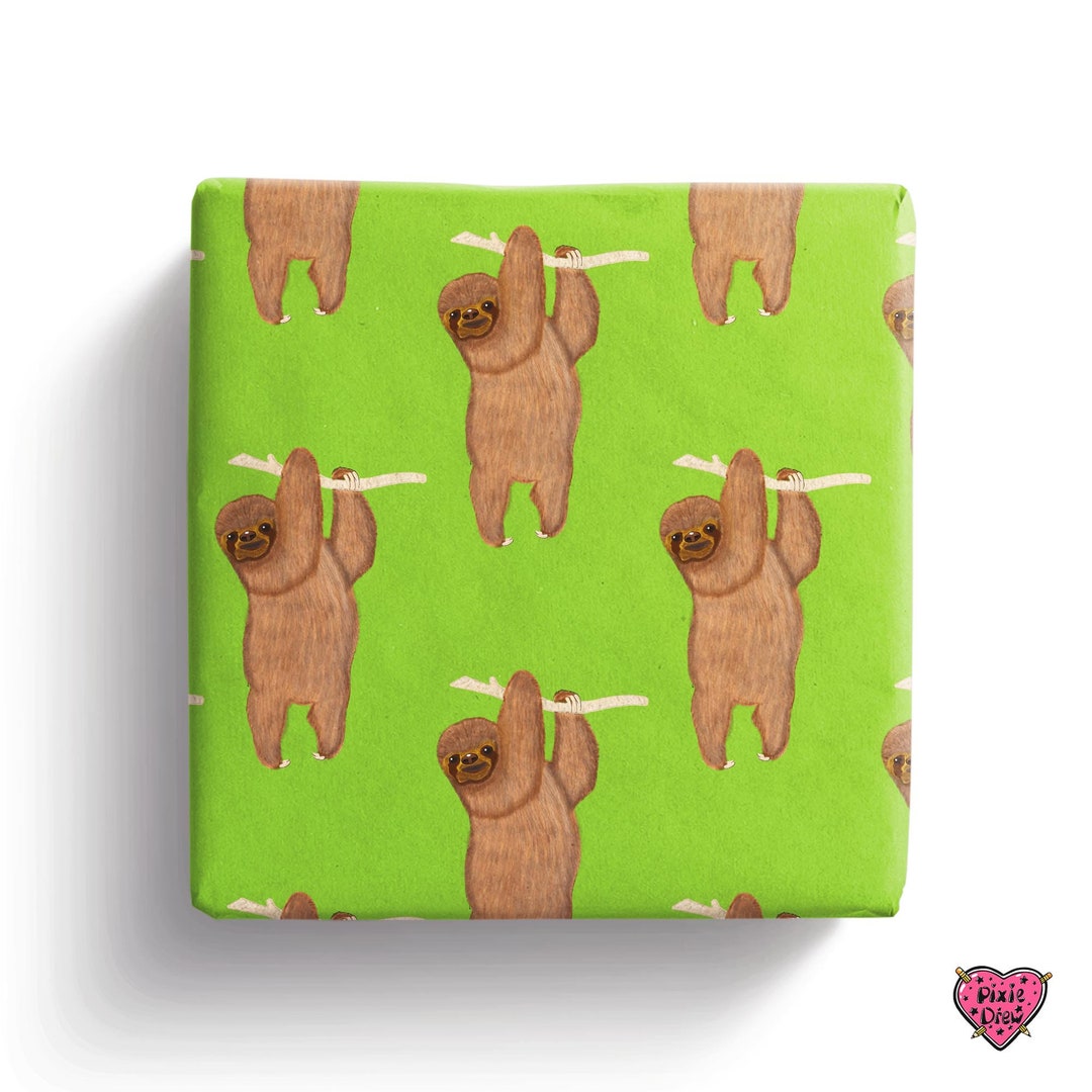 Sloth Gift Wrap, Sloth Wrapping Paper, Children's Gift Wrap, Novelty