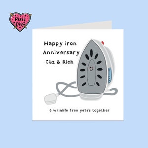 Iron anniversary card, happy sixth anniversary card with an iron, funny anniversary card image 5