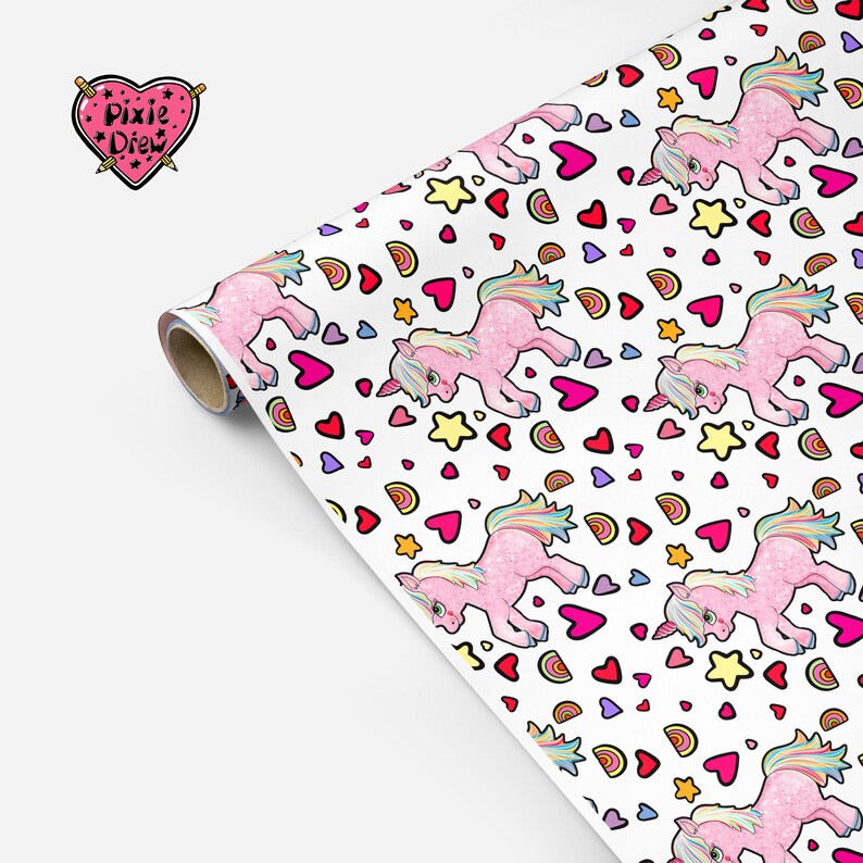Unicorn Gift Wrap – Hand Drawn Unicorn Wrapping Paper – Cute Novelty Print Gift Wrap for Birthdays & Magical Gifts bild 7