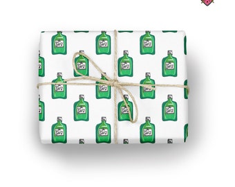 Gin Bottle Gift Wrap, Novelty Print, Hand Drawn Design