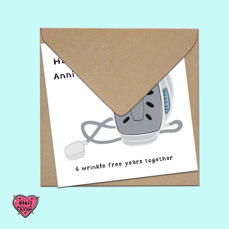 Iron anniversary card, happy sixth anniversary card with an iron, funny anniversary card image 9