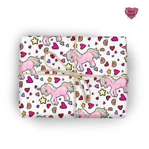 Unicorn Gift Wrap – Hand Drawn Unicorn Wrapping Paper – Cute Novelty Print Gift Wrap for Birthdays & Magical Gifts bild 3