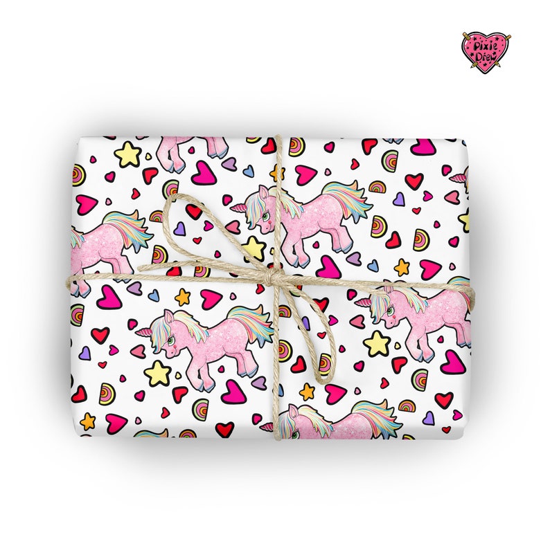 Unicorn Gift Wrap – Hand Drawn Unicorn Wrapping Paper – Cute Novelty Print Gift Wrap for Birthdays & Magical Gifts bild 3