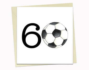 60th birthday card, Age 60 football card for a football fan