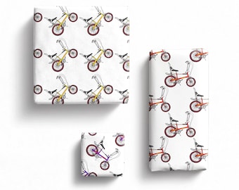 Chopper Bike Gift Wrap, Hand Drawn Bicycle Paper for cyclists