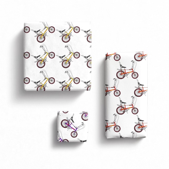 Chopper Bike Gift Wrap, Hand Drawn Bicycle Paper for cyclists