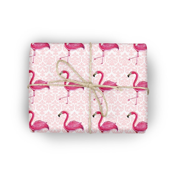 Flamingo Gift wrap, flamingo wrapping paper, pink gift wrap, novelty print gift wrap, pink flamingo wrapping paper