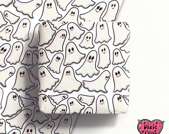 Little ghost wrapping paper, spooky birthday gift wrap