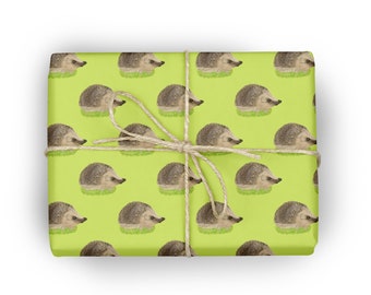 British hedgehog wrapping paper, garden hedgehog wrap, gift wrap, hedgehog gift wrap, wildlife wrapping paper - Pixie Drew