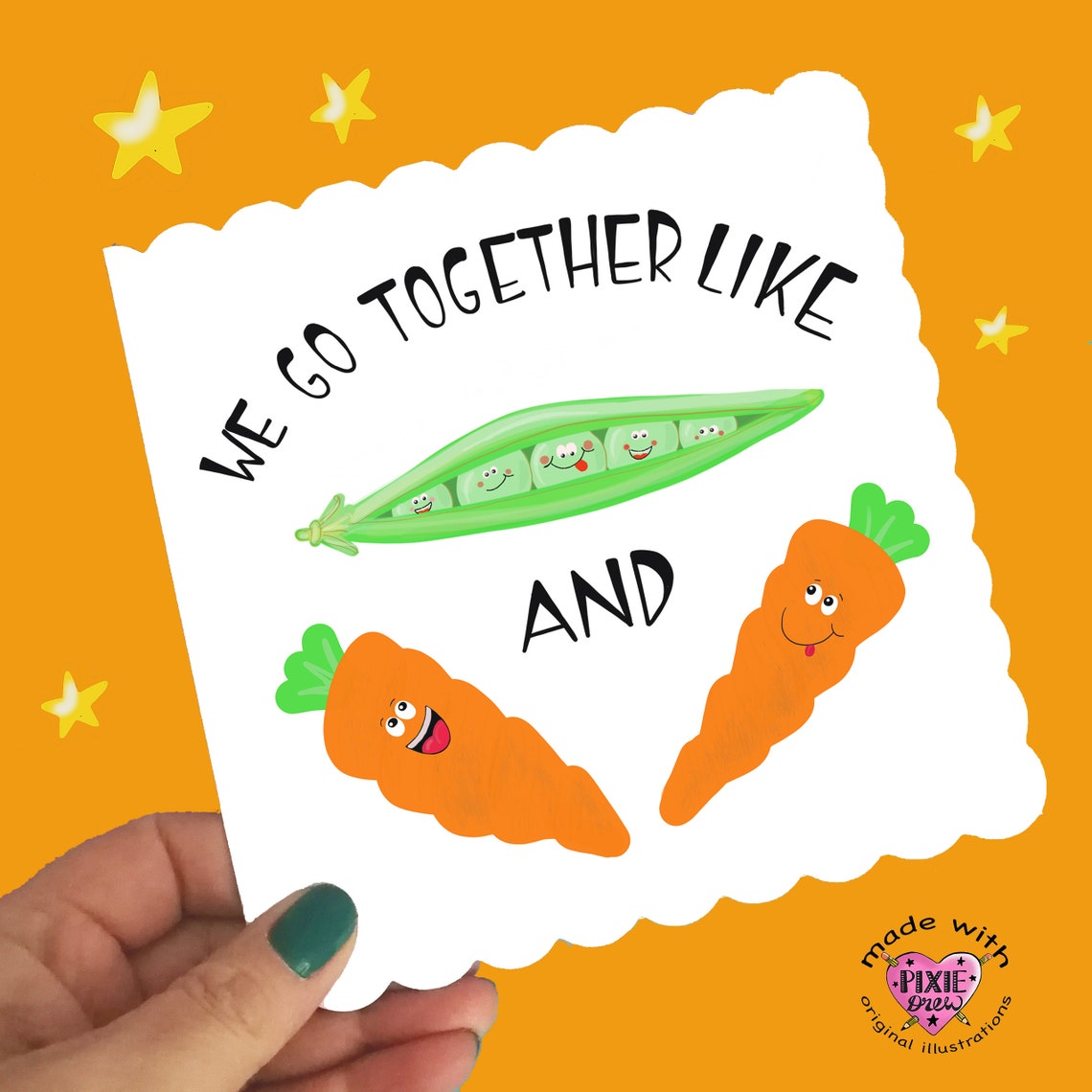 Peas and Carrots Valentine Card We Go Together Like Peas and Etsy