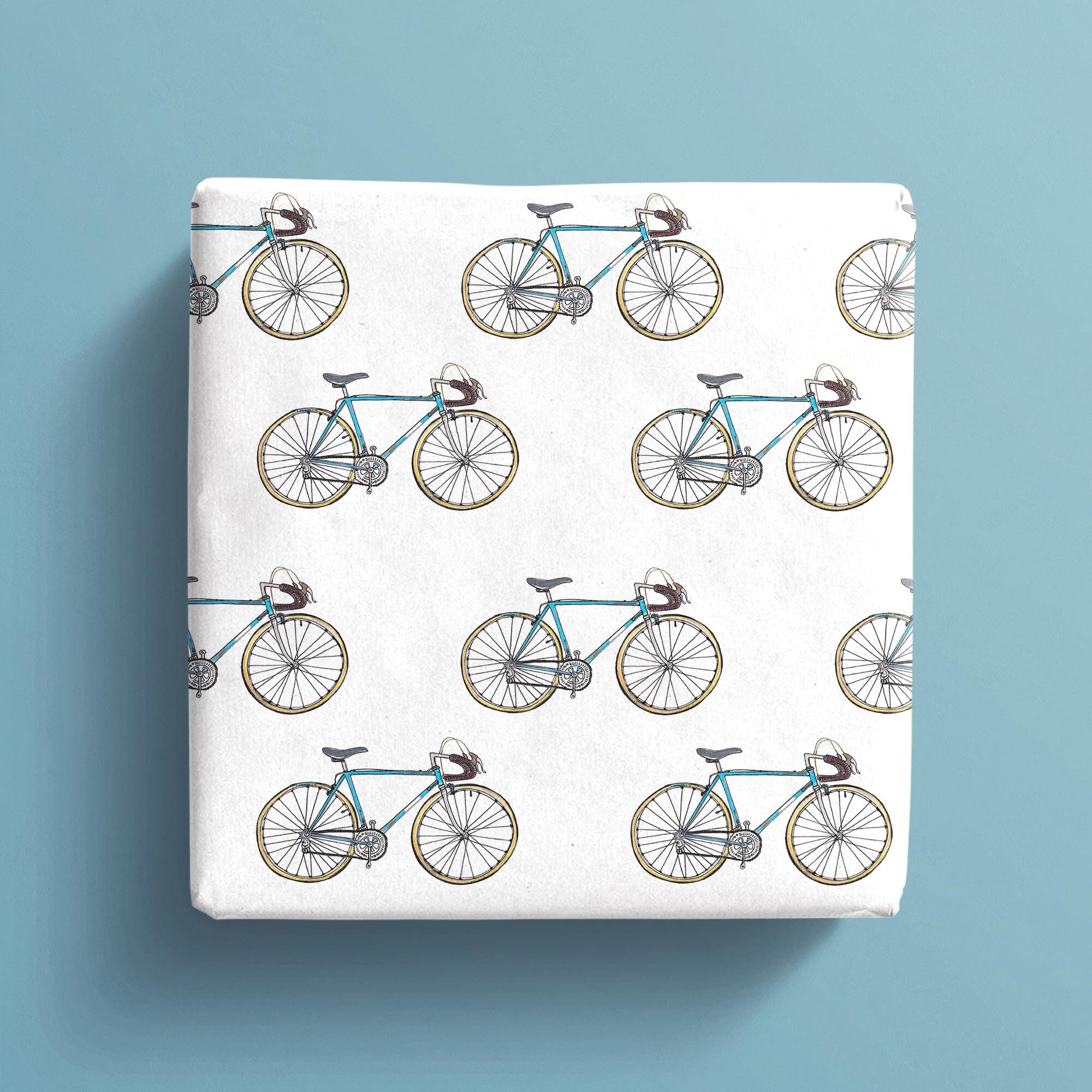 Bicycle Gift Wrap Bike Eco Wrapping Paper With Blue or Red Etsy UK