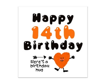 Teenager birthday card, sending hugs for a teen  for ages 13, 14, 15, 16, 17, 18, 19, cute birthday card