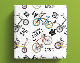 Bicycle Gift wrap, racing bike wrapping paper, chopper bike gift paper, novelty print gift box, cyclist wrapping paper, 1980s bike