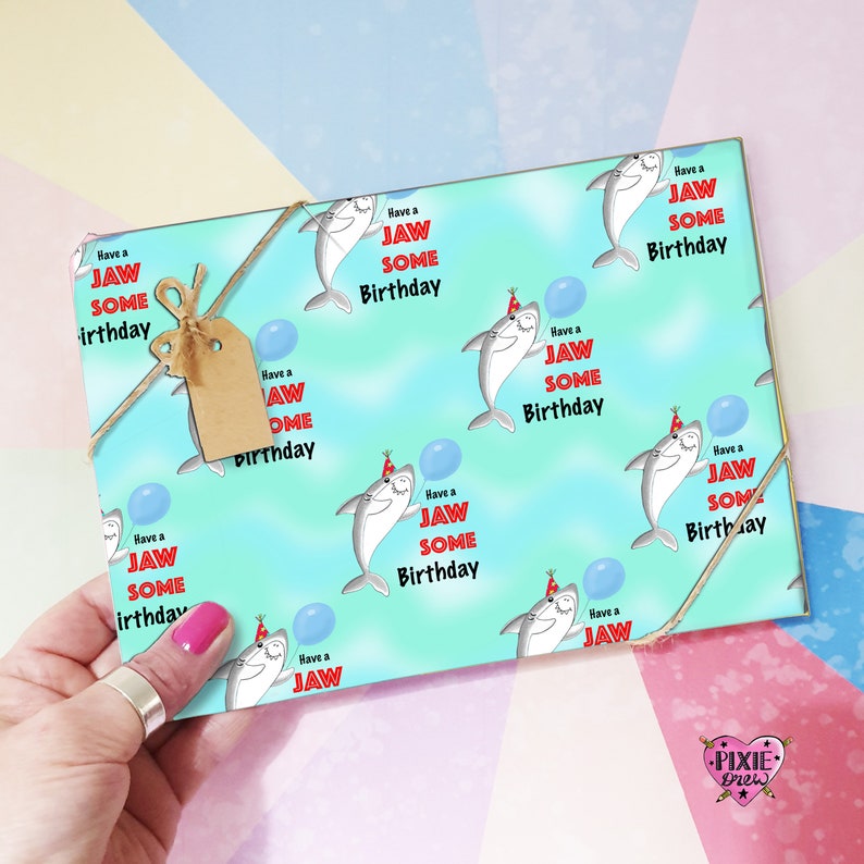 Shark Gift Wrap Jaws Wrapping Paper Have a Jawsome Birthday Etsy UK