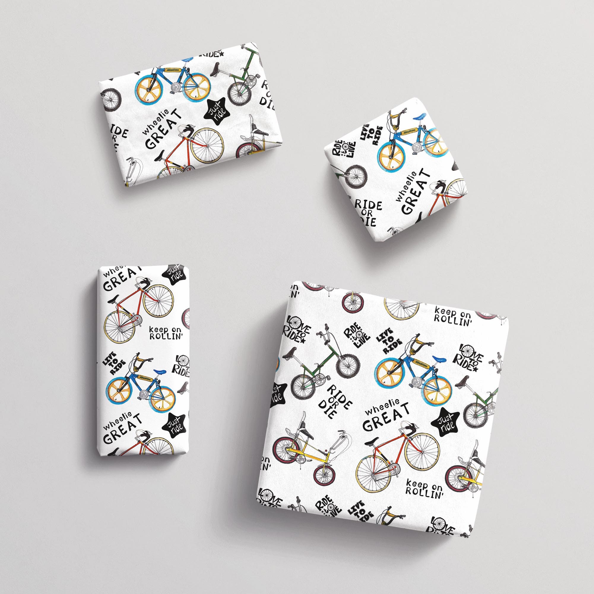 Bicycle Gift Wrap Racing Bike Wrapping Paper Chopper Bike Etsy UK