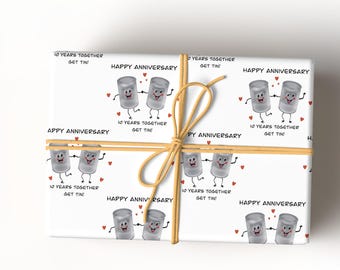 Tin Anniversary Gift wrap for the 10th wedding anniversary