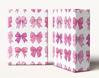 Coquette  pink bow wrapping paper,  gift wrap for girls
