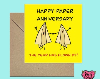 Paper anniversary card for your 1st anniversary, one year anniversary card, 1st wedding anniversary card for your wife or husband
