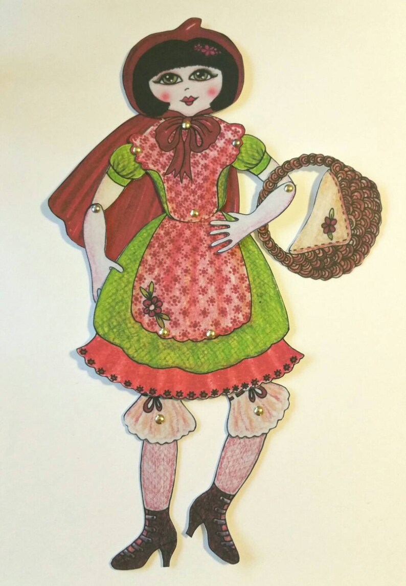 Little red riding hood paper doll instant download. DIY paper | Etsy