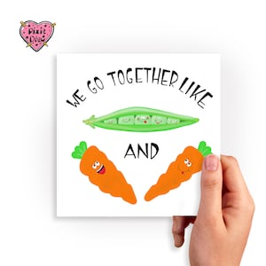 Carte de Saint-Valentin petits pois et carottes, nous allons ensemble comme la carte de Saint-Valentin petits pois et carottes.