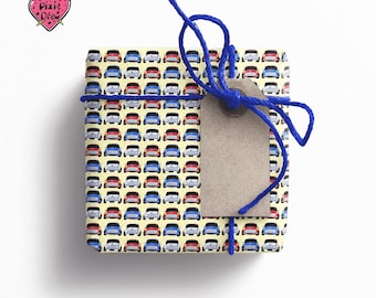Classic mini Gift wrap, car wrapping paper, vehicle gift wrap, novelty print gift wrap, wrapping paper