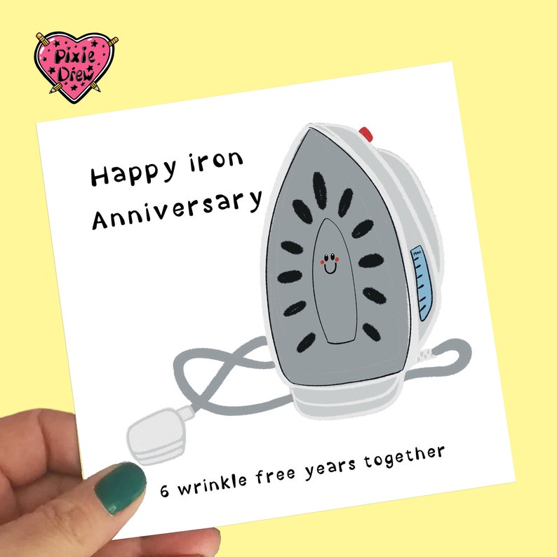 Iron anniversary card, happy sixth anniversary card with an iron, funny anniversary card image 7