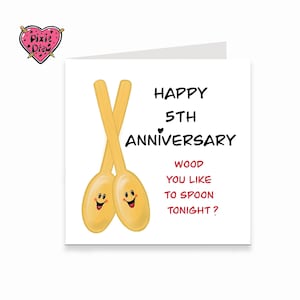 Wood Anniversary card for your husband or wife, 5th wedding anniversary card