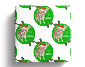 Chihuahua Christmas wrapping paper, chihuahua wrap, gift wrap, dog gift wrap, dog wrapping paper - Pixie Drew