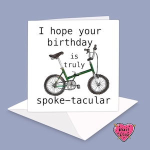 Carte d’anniversaire de vélo, carte de jeu de mots de vélo d’anniversaire, carte d’anniversaire d’amoureux du vélo, carte d’anniversaire de vélo pour lui