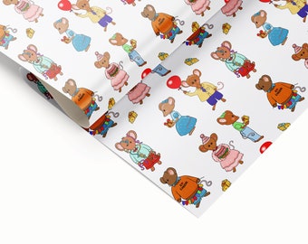 Eco Mouse Gift Wrap, Baby Shower Wrapping Paper