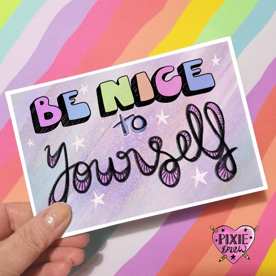fridge art pin board art. typography postcard Believe in yourself postcard positive postcard wall art