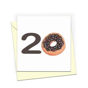 Carte du 20e anniversaire avec un donut pour le zéro