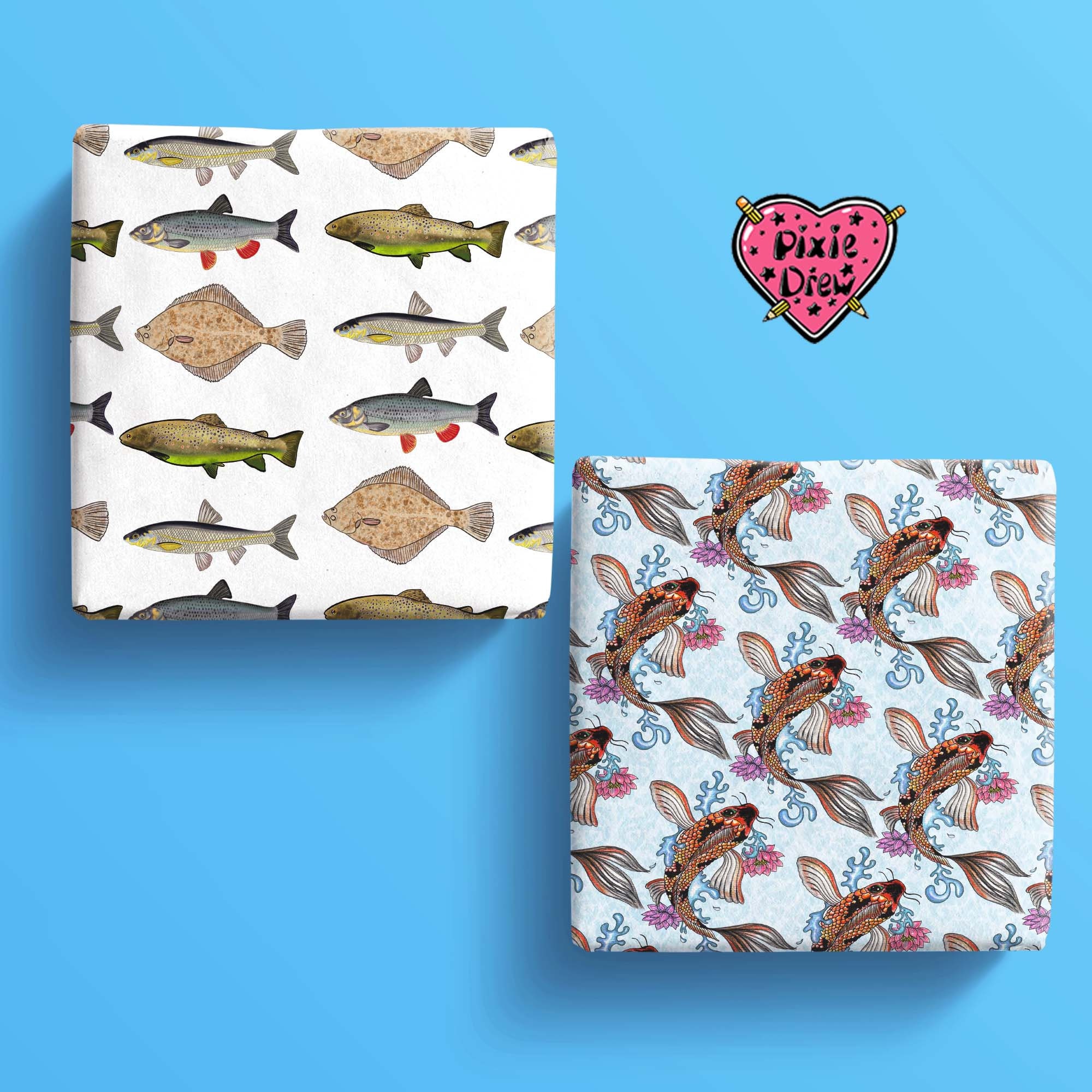 Japanese Koi Wrapping Paper gift wrap Set, Japanese fish wrapping pape -  LelloLiving