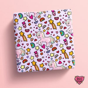 Unicorn Gift Wrap – Hand Drawn Unicorn Wrapping Paper – Cute Novelty Print Gift Wrap for Birthdays & Magical Gifts bild 2