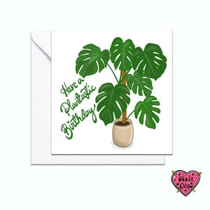 Carte d'anniversaire avec une plante monstera