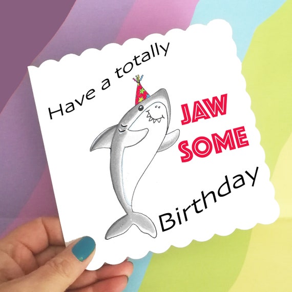 Carte De Requin De Joyeux Anniversaire Carte Danniversaire Etsy