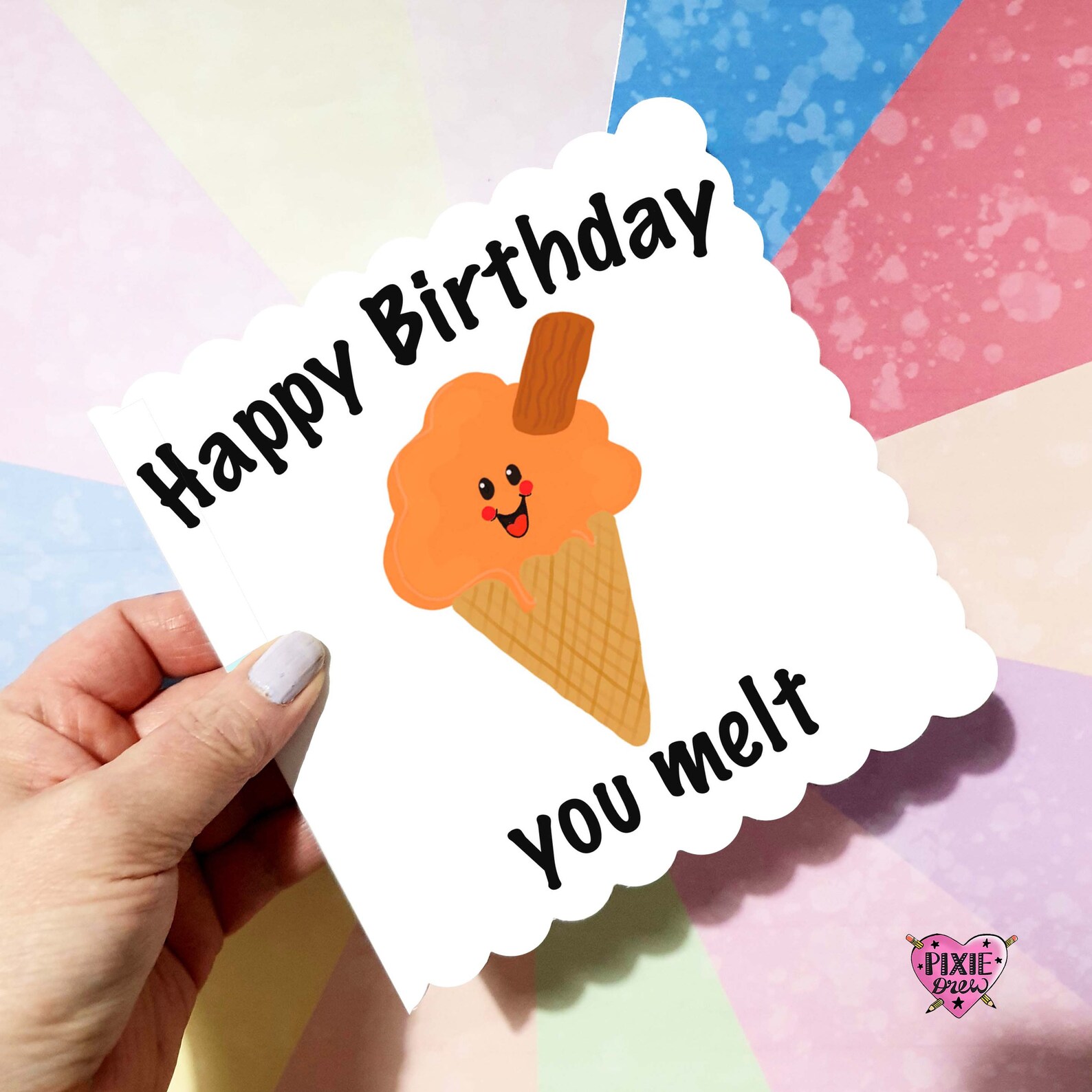 Ice Cream Pun Card Happy Birthday You Melt Insulting Brother Etsy