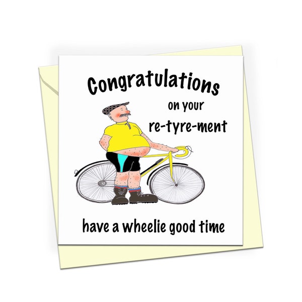 Retirement card for a man. cycling retirement card, congratulations on your retirement, bike card