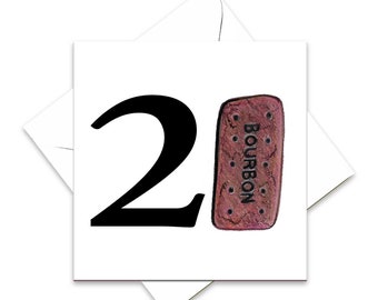 21st birthday card with bourbon biscuit, plain and simple birthday card for a twenty first