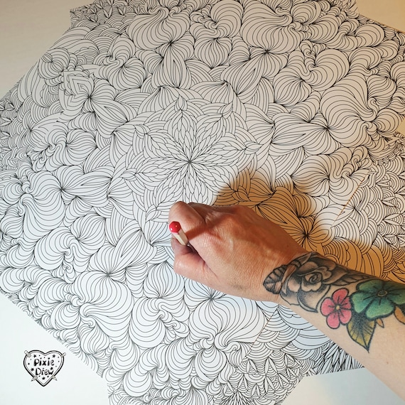 Mandala colouring set of 4x A3 sheets and pencil crayons