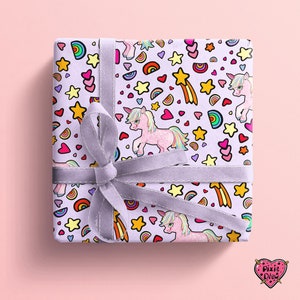 Unicorn Gift Wrap – Hand Drawn Unicorn Wrapping Paper – Cute Novelty Print Gift Wrap for Birthdays & Magical Gifts bild 6
