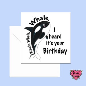 Whale birthday card, personalised card