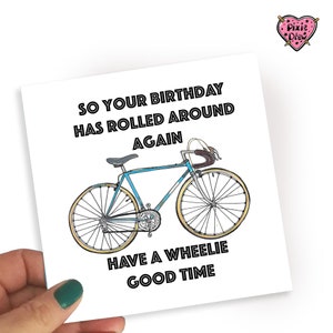 Carte d'anniversaire de vélo de course, carte d'anniversaire de vélo, carte de coureur, carte d'anniversaire de vélo, carte de jeu de mots vélo, carte de vélo, carte d'anniversaire pour homme, carte pour lui
