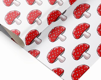 Toadstool wrapping paper, mushroom gift wrap for her or for him