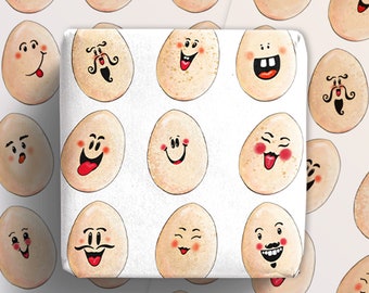Funny Egg Wrapping Paper – Hand Drawn Eggs with Faces, Cute Easter Gift Wrap